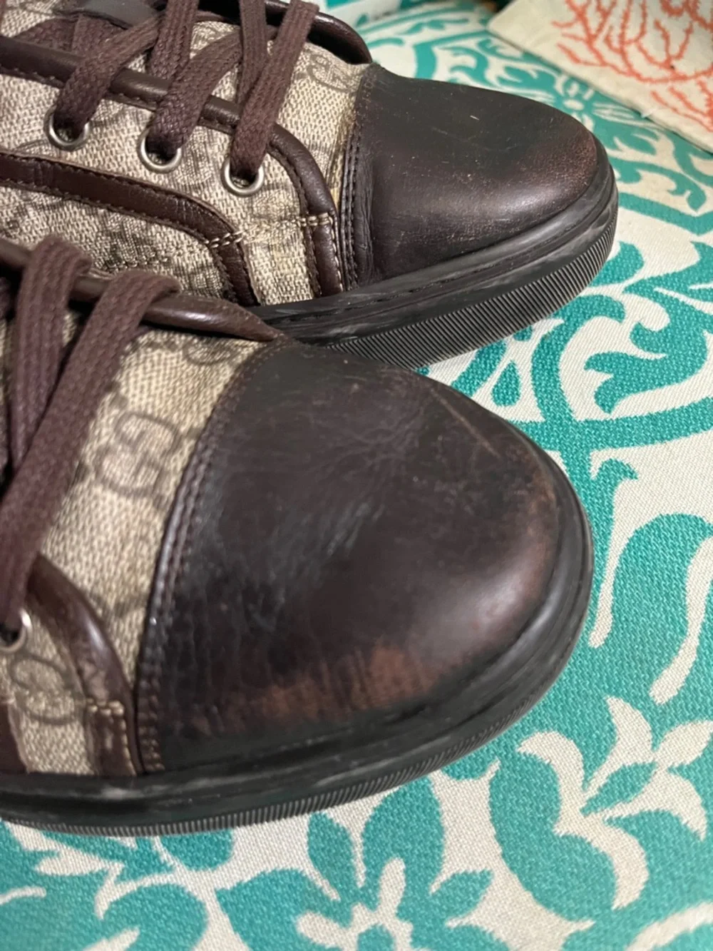 Gucci Brown and Beige GG Canvas Low-Top Sneakers GUC US Sz 8-8.5” Women’s - Picture 4 of 6